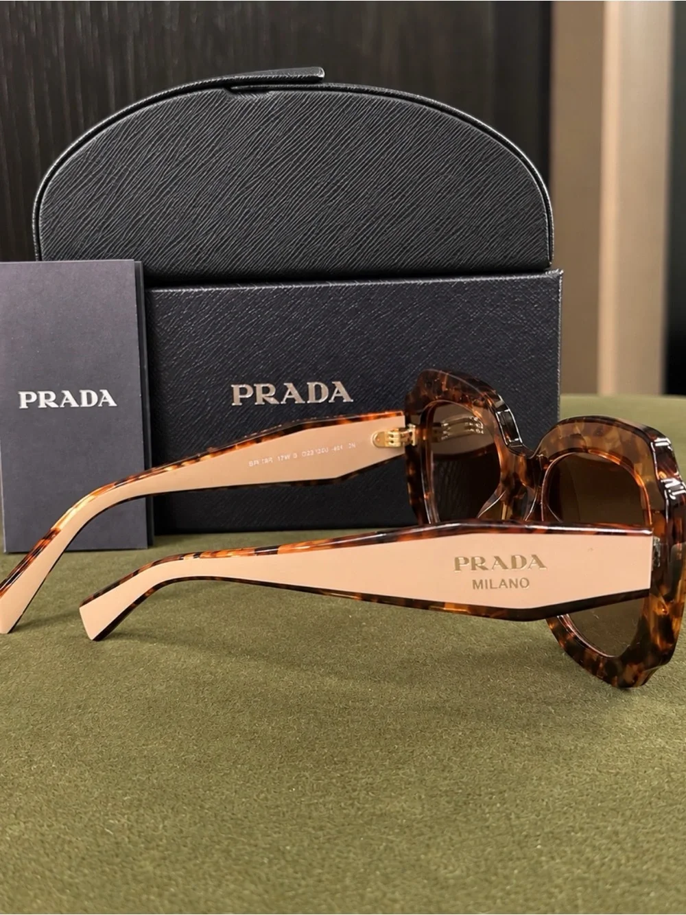 Prada Tortoiseshell Square Women's Sunglasses with Gradient Brown Lenses